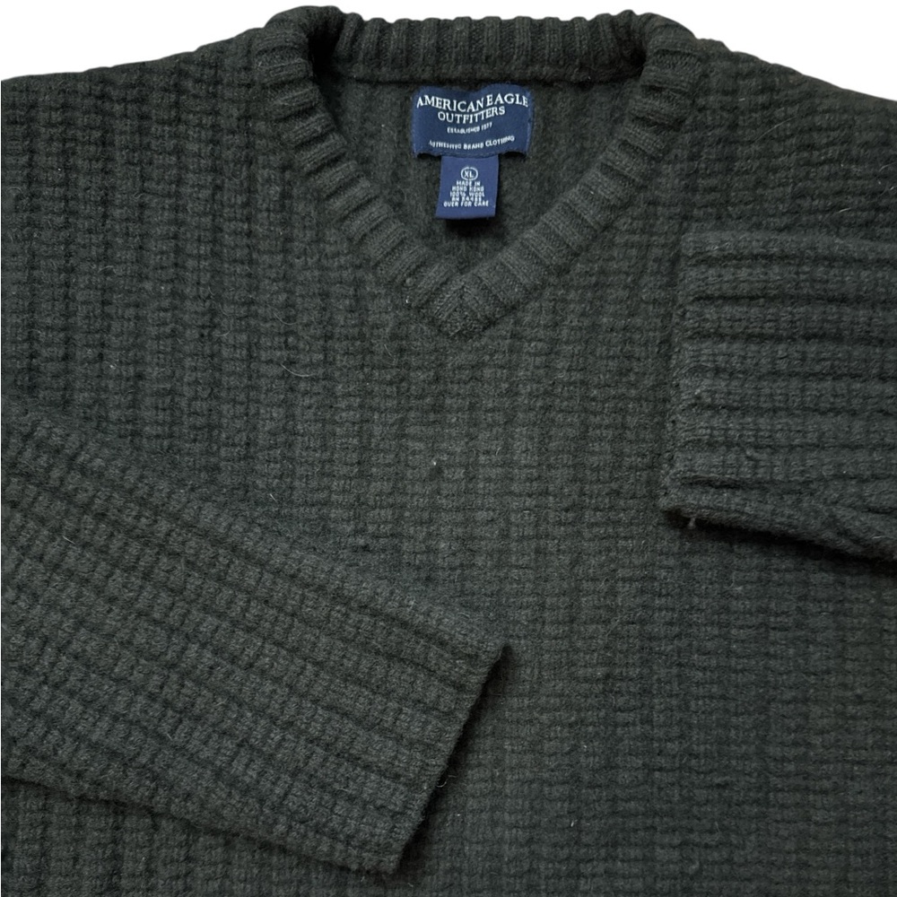 Vintage American Eagle Outfitters Women’s Wool V-Neck Sweater XL Olive‎ Green